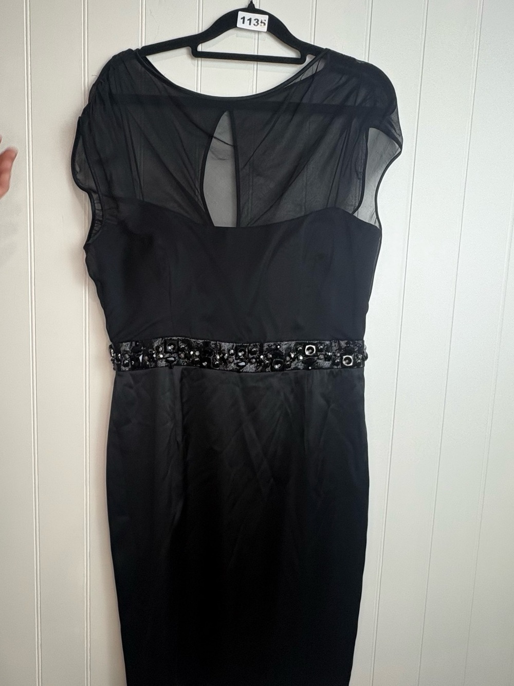 Hoglund New York Black Beaded Mesh Cocktail Dress Size 8 - Picture 3 of 9